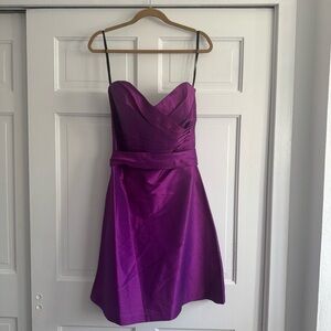 ALFRED SUNG Strapless Purple Dress Satin Finish Size 14